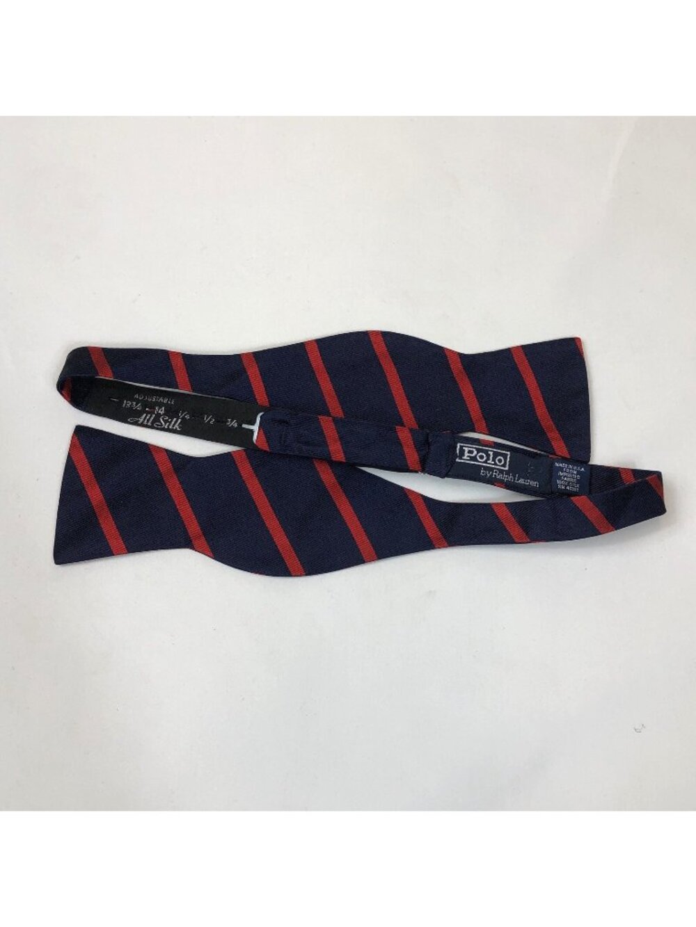 Vintage Polo Ralph Lauren Blue Red Stripe Silk Bow Tie USA Made Striped Bowtie